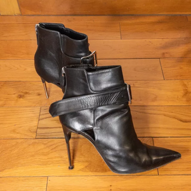 ALEXANDER MCQUEEN Leather Heels 8.5 US 39 Black Boots Platform Buckle