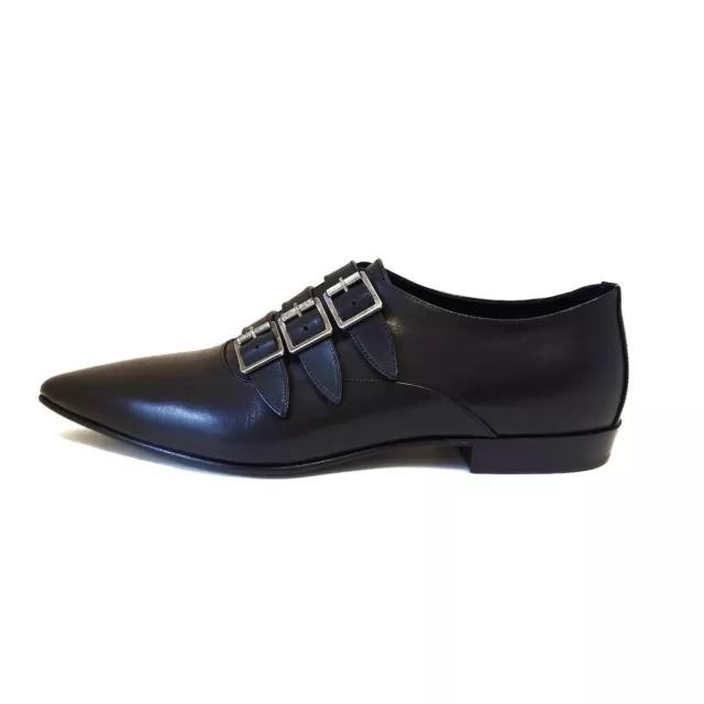 AUTH SAINT LAURENT PARIS Monk Strap Patent Leather Shoes 685835 Black ...