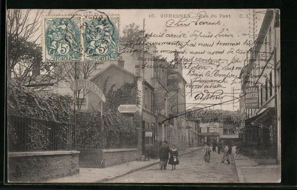 CPA Suresnes, Rue du Pont 1904