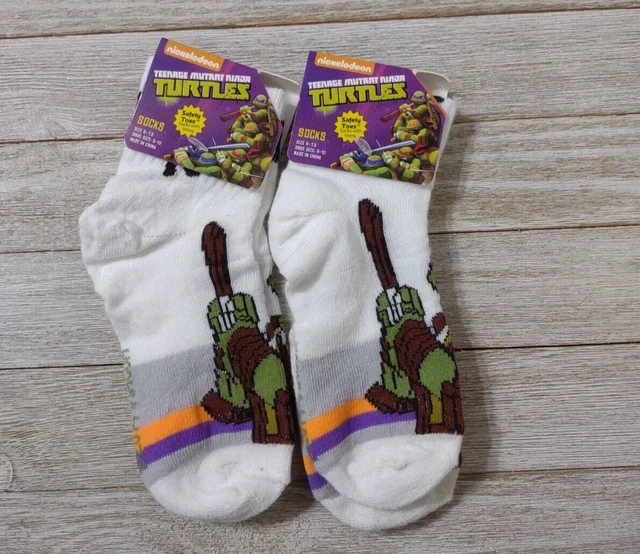 Ninja Turtles boy's safety toe socks 2 pair 6-7.5