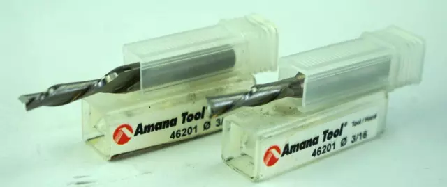 2x Amana 46201 Solid Carbide Spiral Plunge 3/16 x 3/4 Router Bit 1/4 Shank