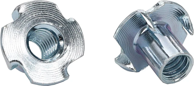 100Pcs 1/4-20 X 5/16" Imperial 4 Pronged Tee Nuts Carbon Steel T Nuts Zinc Plate