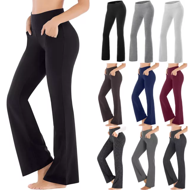 Yoga Pants Stretch Cotton Fold Over High Waist Flare Legging STORE CLOSING