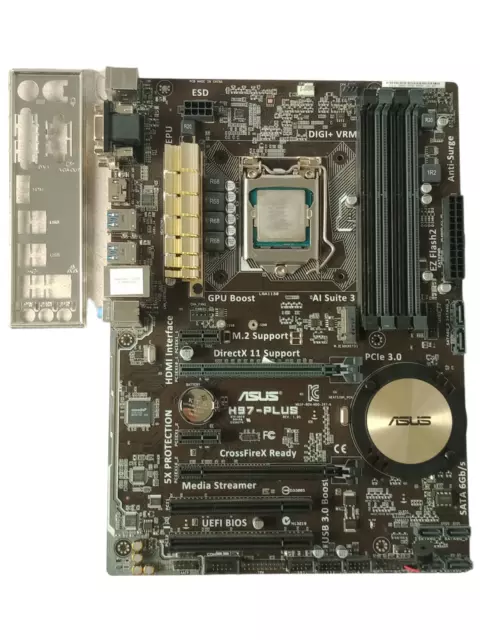 Asus H97-Plus Rev. 1.05 ATX Motherboard w/ SR1NM Core i3-4330 CPU + I/O Shield