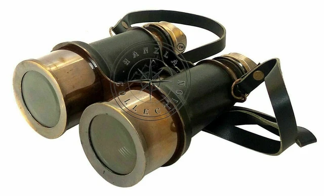 Jumelles Nautiques En Laiton Avec Lunette En Nacre Et Coffret En Cuir