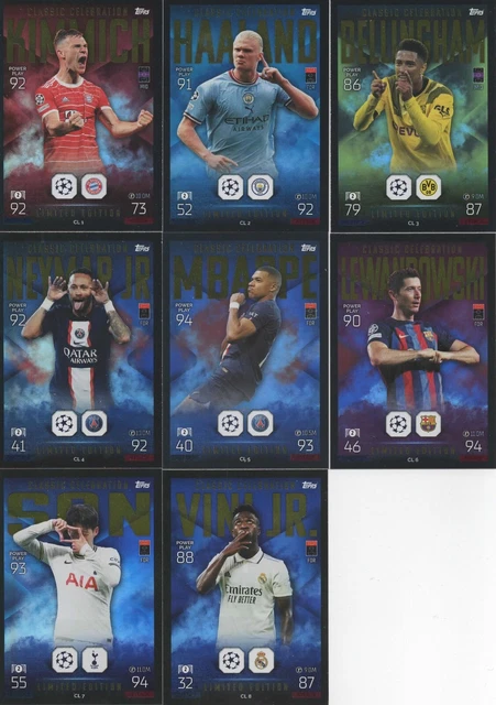 Topps Champions League Match Attax Extra 2022/2023 Edizione limitata CL1-CL8 Set