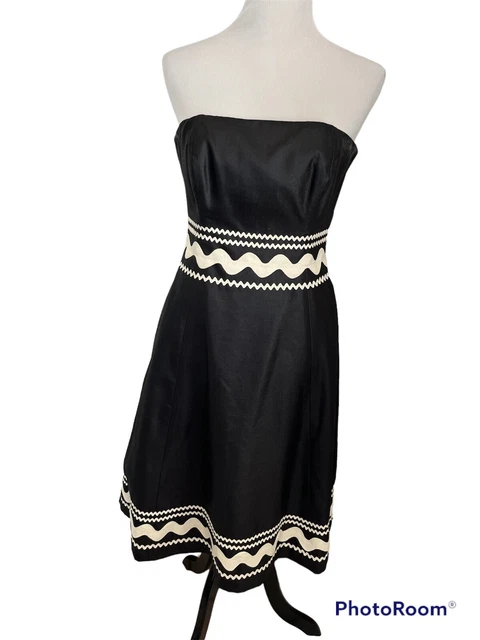 Shoshanna Dress •4• Black Wave Strapless Sheath Fit Flare  Cocktail Party Prom