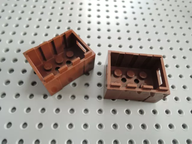 Lego 2 x scatola scatola scatola con maniglie 30150 3x4x2 rosso-marrone