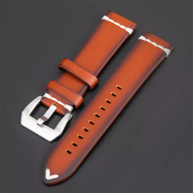Fashion Width Genuine Leather Watch Band Solid Strap Men Women Watchband