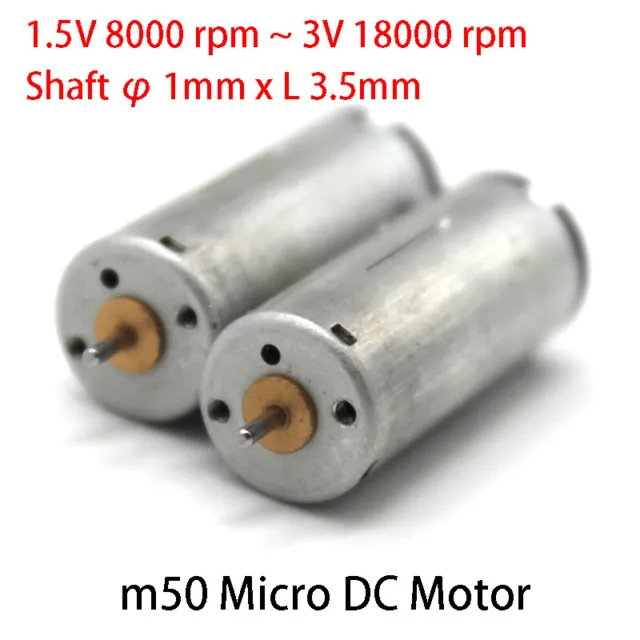 High Speed Micro DC Motor Toy DIY m50 Electric Motors 1.5V 8000 rpm 3V 18000 rpm