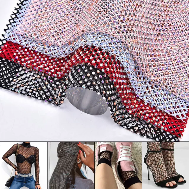 DIY Sparkly Rhinestone Mesh Fabric Stretch Fishnet Elastic Net Dress Sew  Crafts
