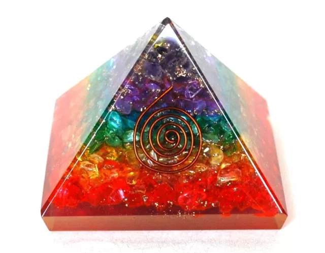 Layered Chakra Orgonite Orgone EMF Protection Healing Energy Pyramid 75mm