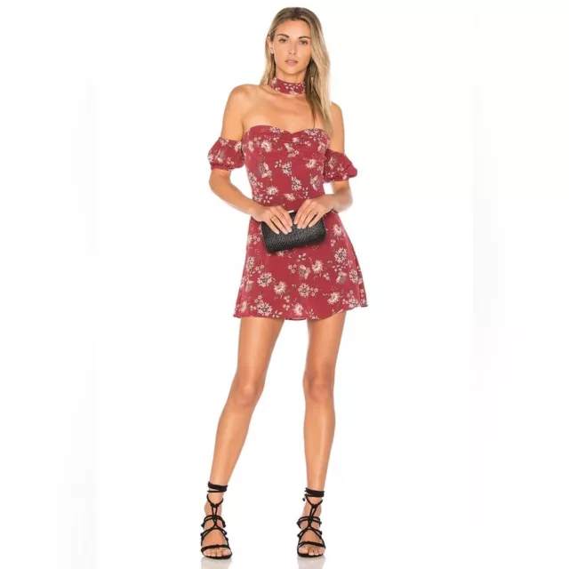 NWT $165 S Ale by Alessandra x REVOLVE Red Luna Mini Dress in Garnet Floral