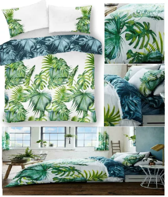 New Design TROPICAL LEAF Printed Duvet Quilt Cover + Pillow Case Bedding Set GC