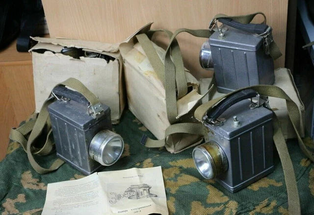 Original Rare Vintage Soviet Russian USSR Military Flashlight with belt