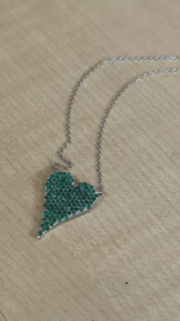 9ct Emerald Heart Shape Pendant With Chain