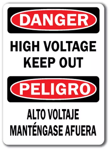 Danger Sign - High Voltage Keep Out (Bilingual) - 14" x 10" OSHA Safety Sign