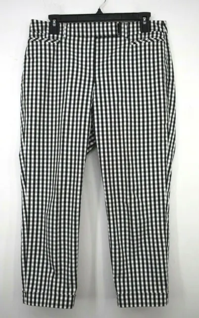 White House Black Market Women Straight Leg Stretch Cuffed Plaid Trouser Pants 6