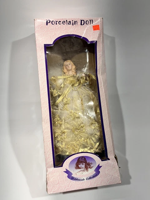 VTG GOLDENVALE COLLECTION  PORCELAIN DOLL Angel W/ Fiber Lighting Tree Christmas