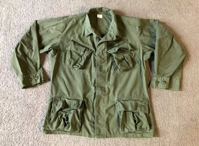 VTG 60s U.S. Military Vietnam War Era Slant Pocket OG-107 Cotton Coat - Medium