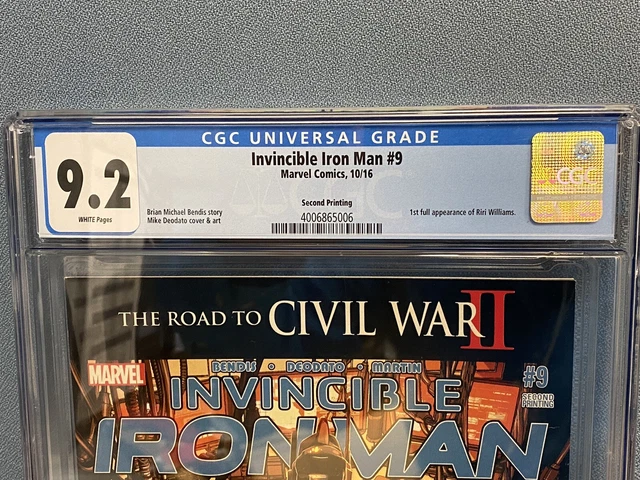 Invincible Iron Man #9 - 1st Full App Riri Williams -  CGC 9.2 2