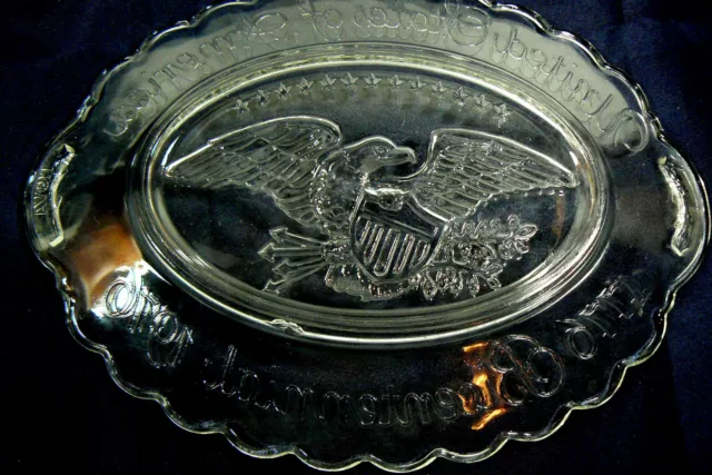 VTG AVON 9.25" Oval Glass Soap Dish USA Bicentennial Eagle Shield 1776-1976 VTG AVON 9.25" Oval Glass Soap Dish USA Bicentennial Eagle Shield 1776-1976
