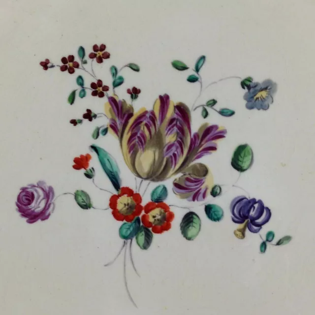 1 Antiker Speiseteller Straßburger Blumen Fayence Handmalerei Ø 24 Biedermeier