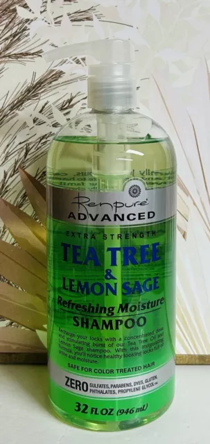 RENPURE Advanced Tea Tree & Lemon Sage Refreshing Moisture SHAMPOO 32 oz