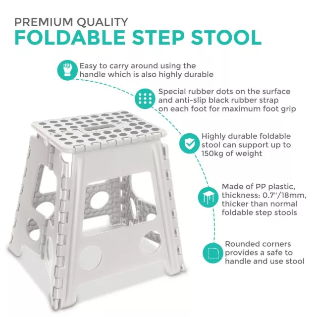 Large 150KG Folding Step Stool Multi Purpose Heavy Duty Home Kitchen Foldable UK