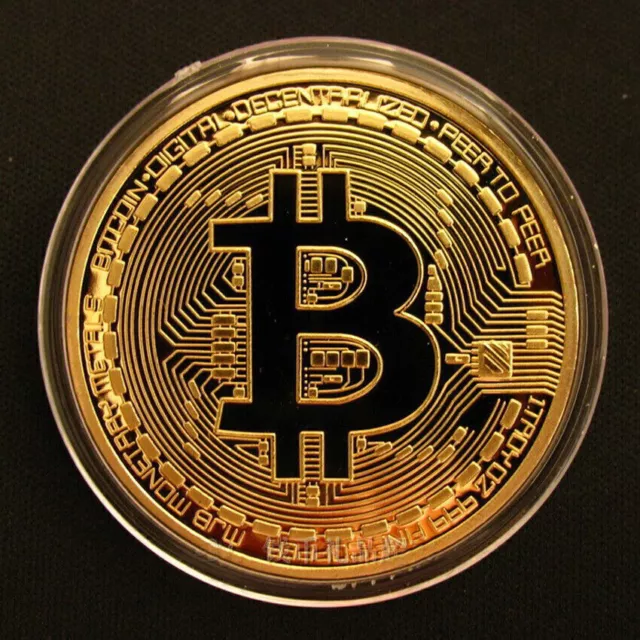 Physical Bitcoin Commemorative Coin Plated Gold Color Collection Collectible NEW