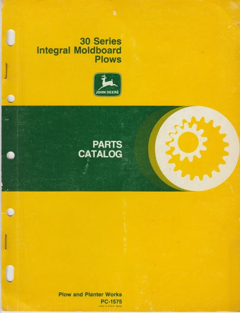 John Deere 30 Series Integral Moldboard Plows Parts Catalog Missing Rear Cover