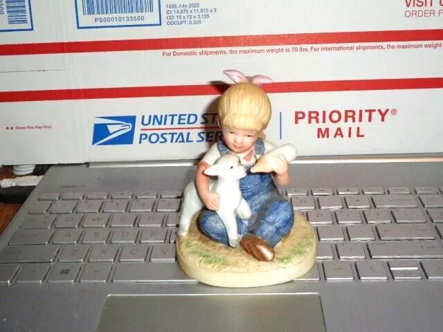 VTG DENIM DAYS by HOMCO  girl feeding baby lamb 1985, #1500