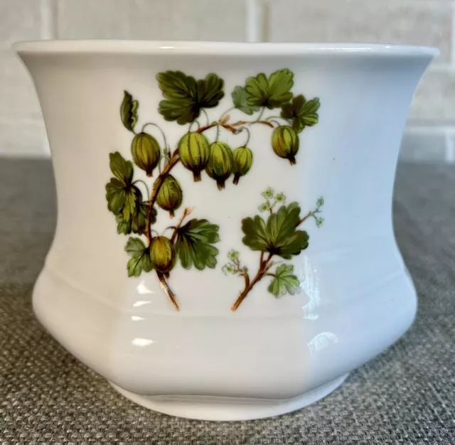 French Planter Cachepot du Montgerlie Porcelain Berries 6" W Octagon Excellent