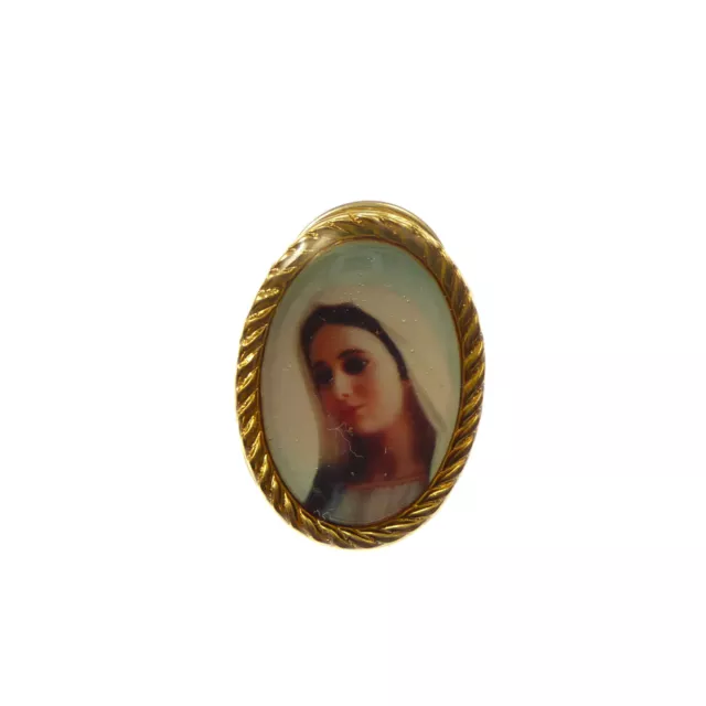 Católica Reina Of Peace Pin Insignia Color Dorado Metal Virgen Mary Broche 2.5cm