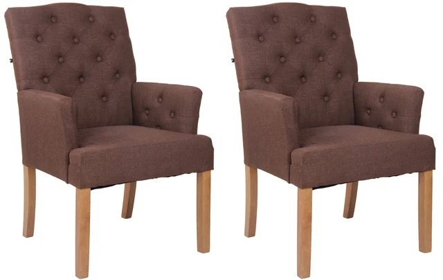 Lot de 2 chaises de salle à manger Sugar en tissu Pieds bois de caoutchouc