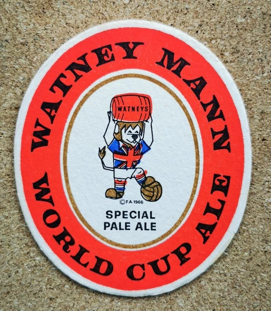 Bierbarmatte Breweriana Untersetzer - ENGLAND FUSSBALL WM WILLIE 1966 WATNEY