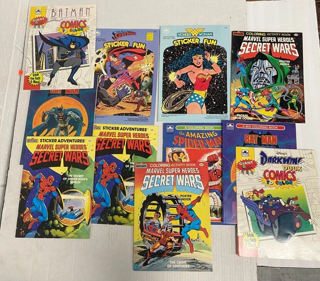 Lot of 11 Vintage Activity, Coloring/ Sticker books. Marvel Secret Wars, Batman. Lot of 11 Vintage Activity, Coloring/ Sticker books. Marvel Secret Wars, Batman.