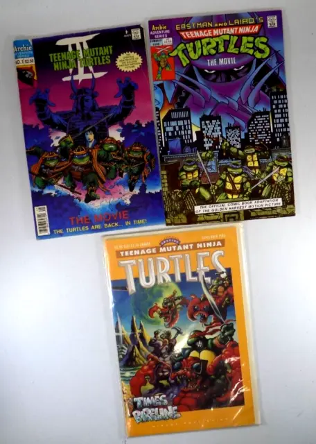 Archie Adventure Series Lot of 3 Teenage Mutant Ninja Turtles The Movie Comics