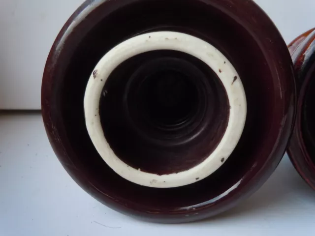 3 Vintage Brown Ceramic Porcelain Insulators - Victor, Locke & Pinco 6