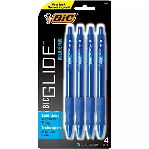 BIC VLGBP41-Blu Velocity Bold Retractable Ball Pen Bold Point 1.6mm Blue 4-Count