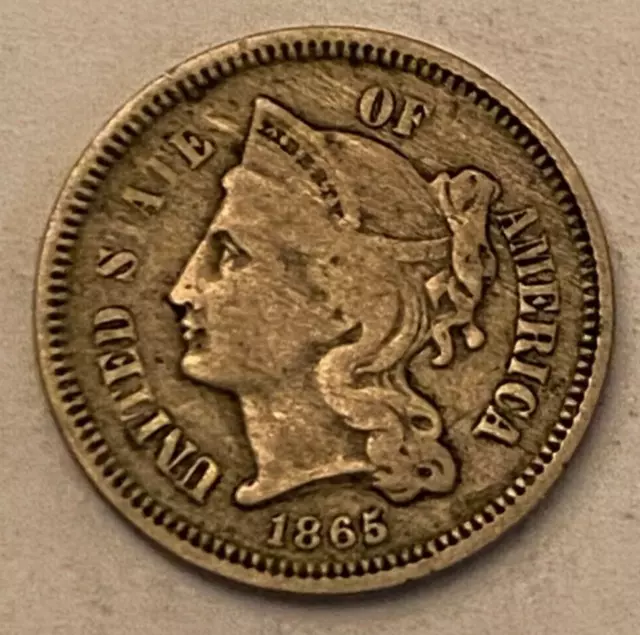 1865 - 3 Cent Nickel - " You Grade "