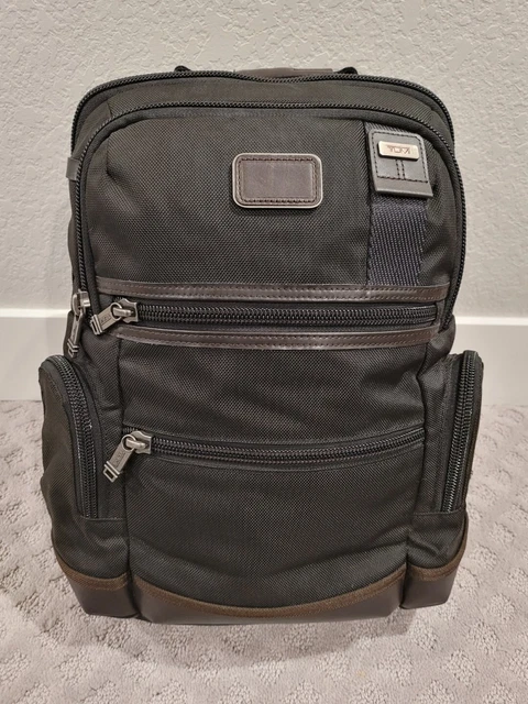 Tumi Alpha Bravo Knox Backpack Laptop Bag Nylon Leather Black Brown