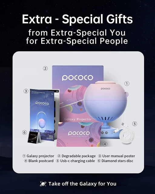 POCOCO Galaxy Lite Star Projector, Real Starry Sky Projector Home Planetarium Ro