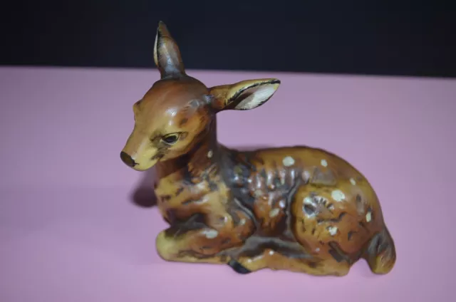 Vintage Resting Spotted Fawn Deer Figure Ceramic UCTCI Japan Mid Century Modern