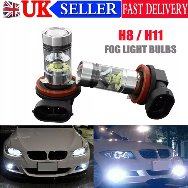 2pc H11 H8 CREE 12V 100W FOG LIGHT LED BULBS DRL DRIVING LAMPS BULBS 6000K White