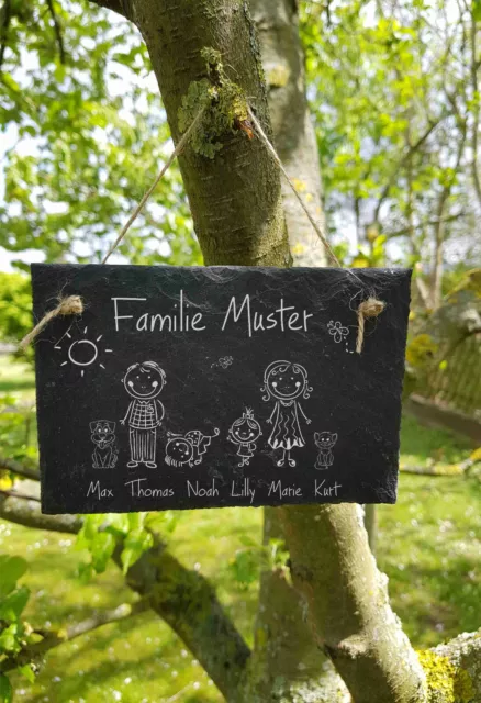 ST143 - Familie Name Schiefertafel Schild Namensschild Schiefer Haustürschild