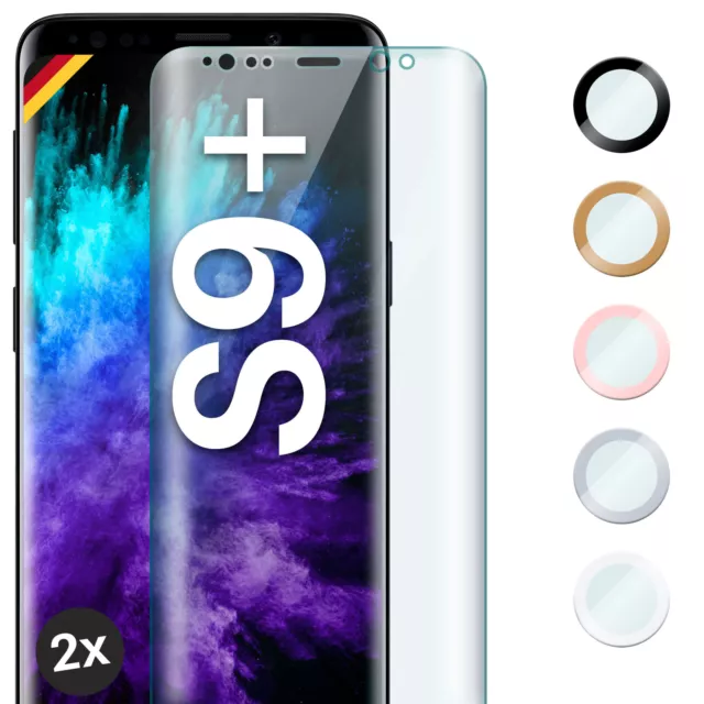 2x Panzerfolie für Samsung Galaxy S9 Plus Echt Glas Full Screen Cover Schutzglas