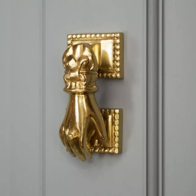 Solid Polished Brass Ornate Hand Door Knocker