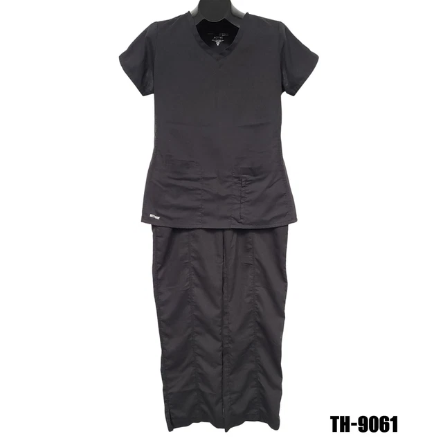 Grey's Anatomy by Barco Scrub Set Women's Black Active V-Neck Top & Pants Size M