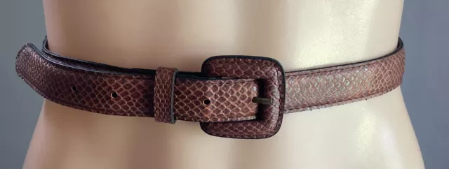 Tan PU/Pleather Snake Look Belt 2cm To Fit Waist 75.5 - 85.5cm